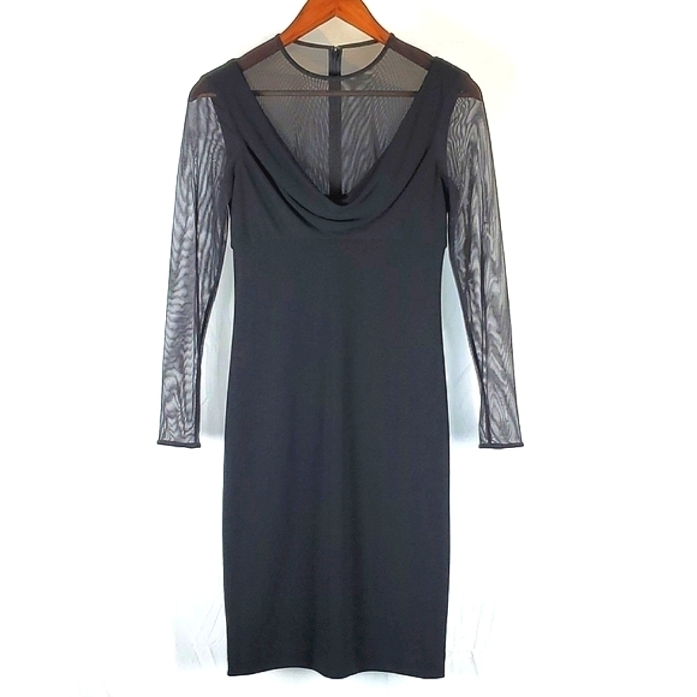 Kay Unger Black Mesh Cocktail Dress